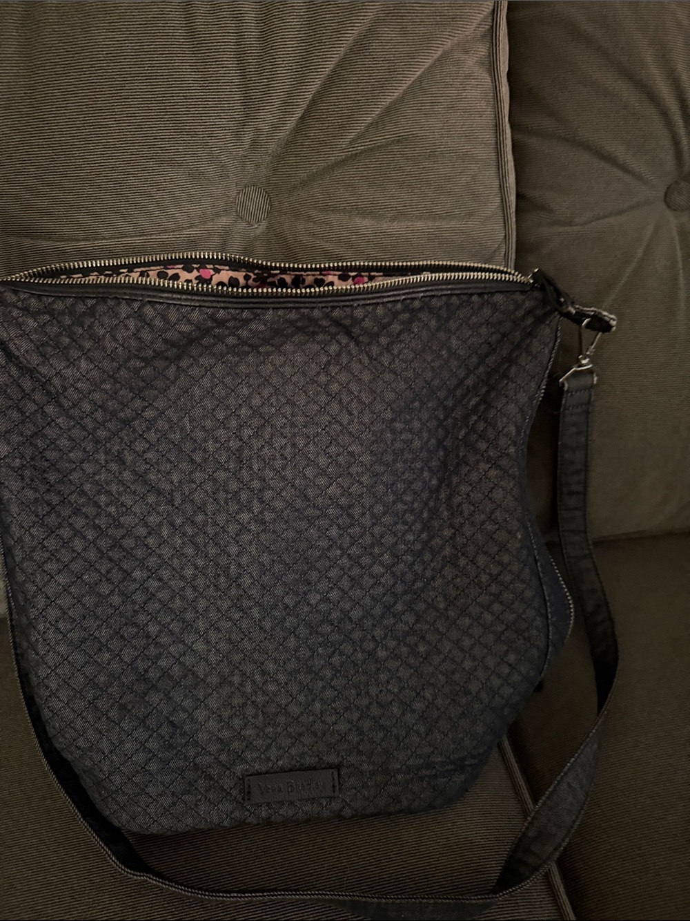 Vera Bradley Black Quilted Crossbody Hobo Bag